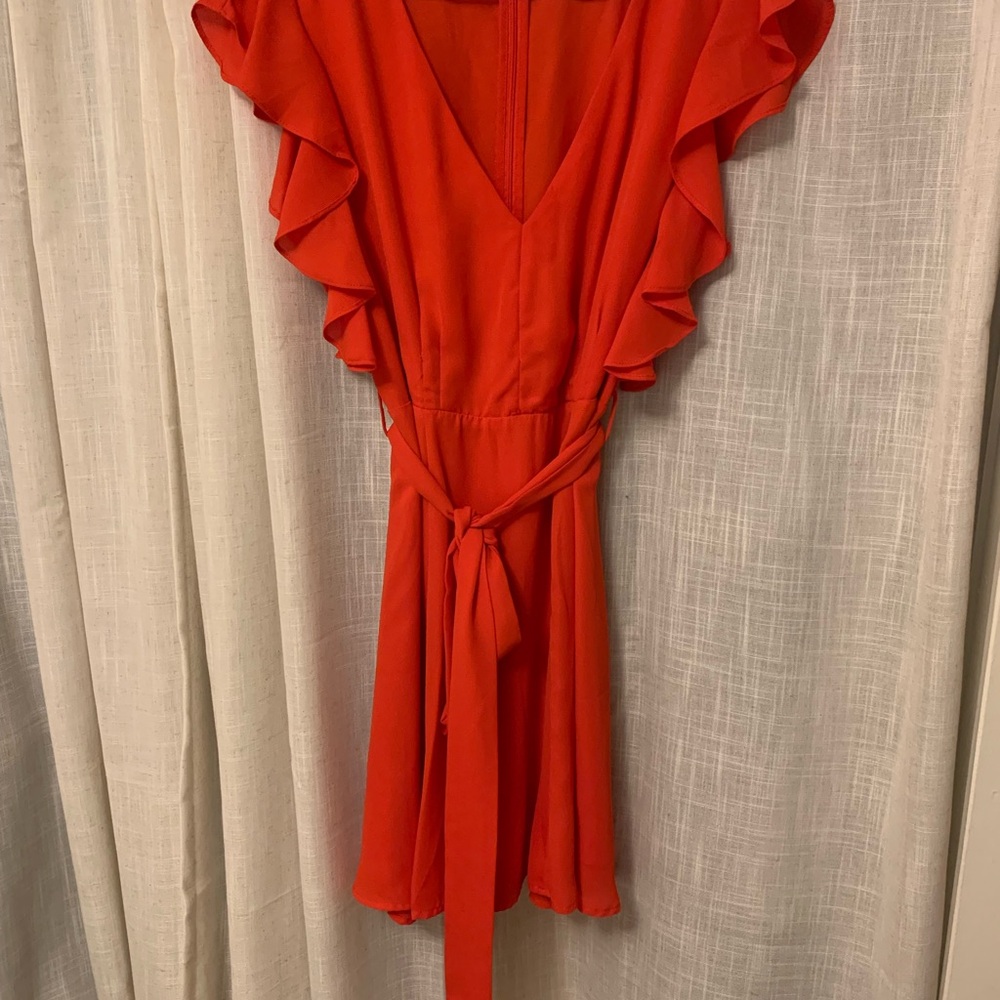 Socialite Red Flutter Sleeve Mini Dress